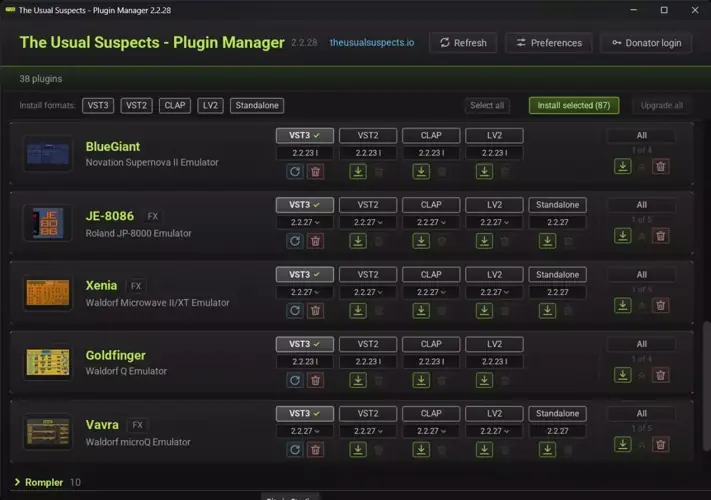 The Usual Suspects Plugin Manager